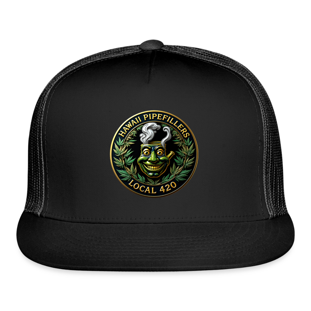 HAWAII PIPEFILLERS LOCAL 420 Trucker Hat - black/black