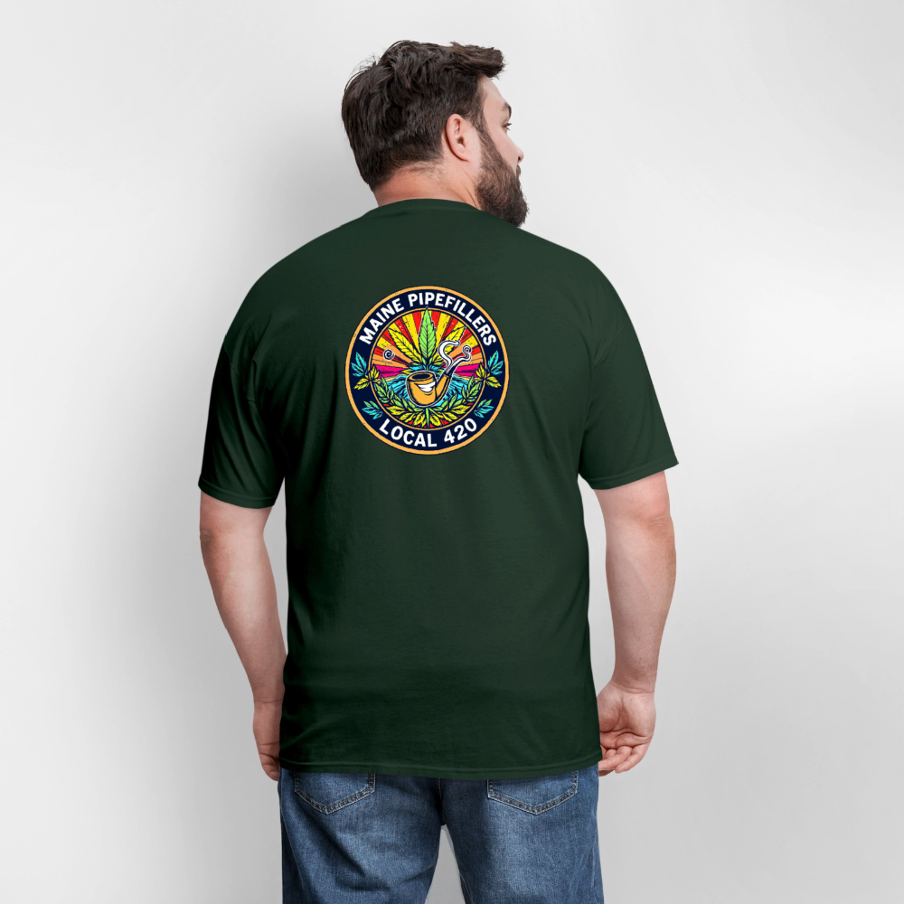 MAINE PIPEFILLERS LOCAL 420 2 EMBLEM Men's T-Shirt - forest green