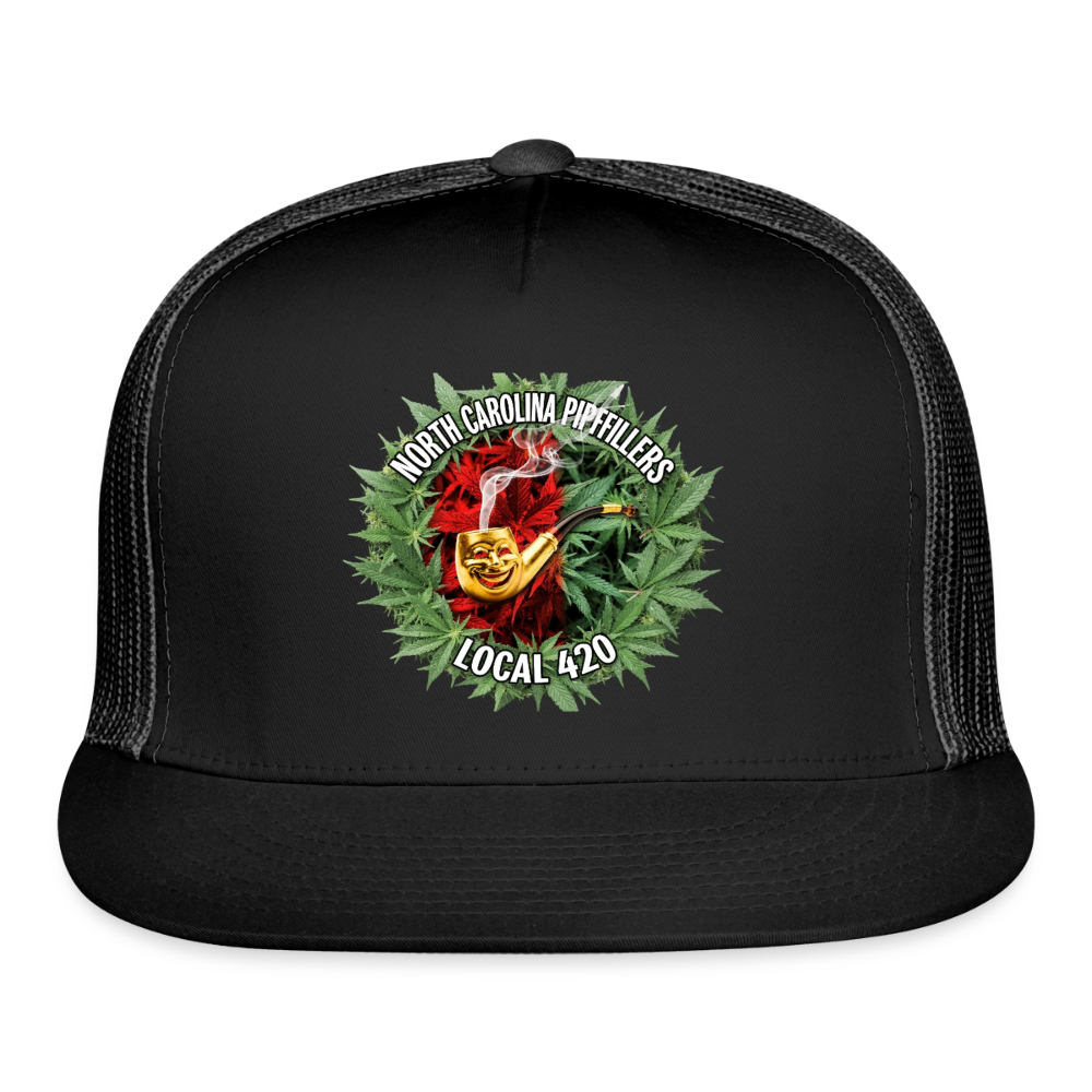 NORTH CAROLINA PIPEFILLERS LOCAL 420 Trucker Hat - black/black