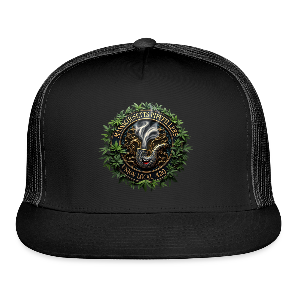MASSACHUSETTS PIPEFILLERS LOCAL 420 Trucker Hat - black/black