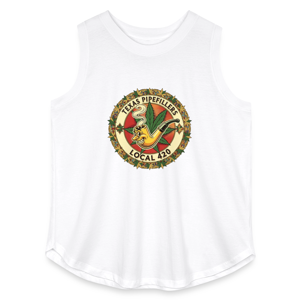 TEXAS PIPEFILLERS LOCAL 420 Women's Curvy Relaxed Tank Top - white