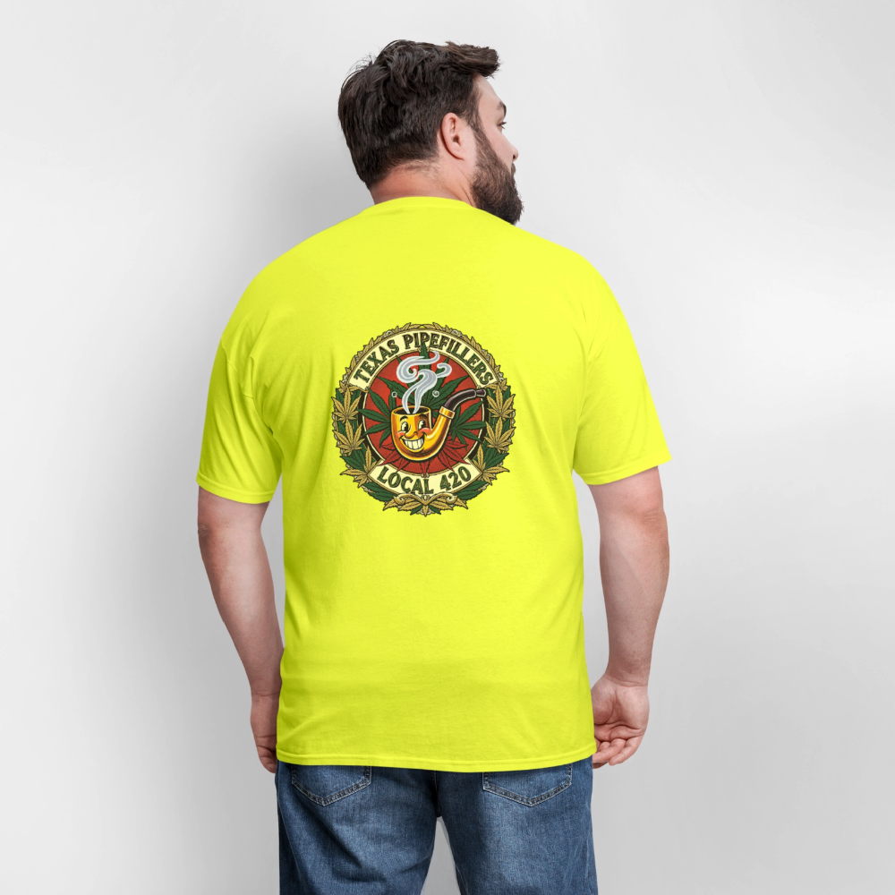 TEXAS PIPEFILLERS LOCAL 420 F.B DESIGN Men's T-Shirt - safety green