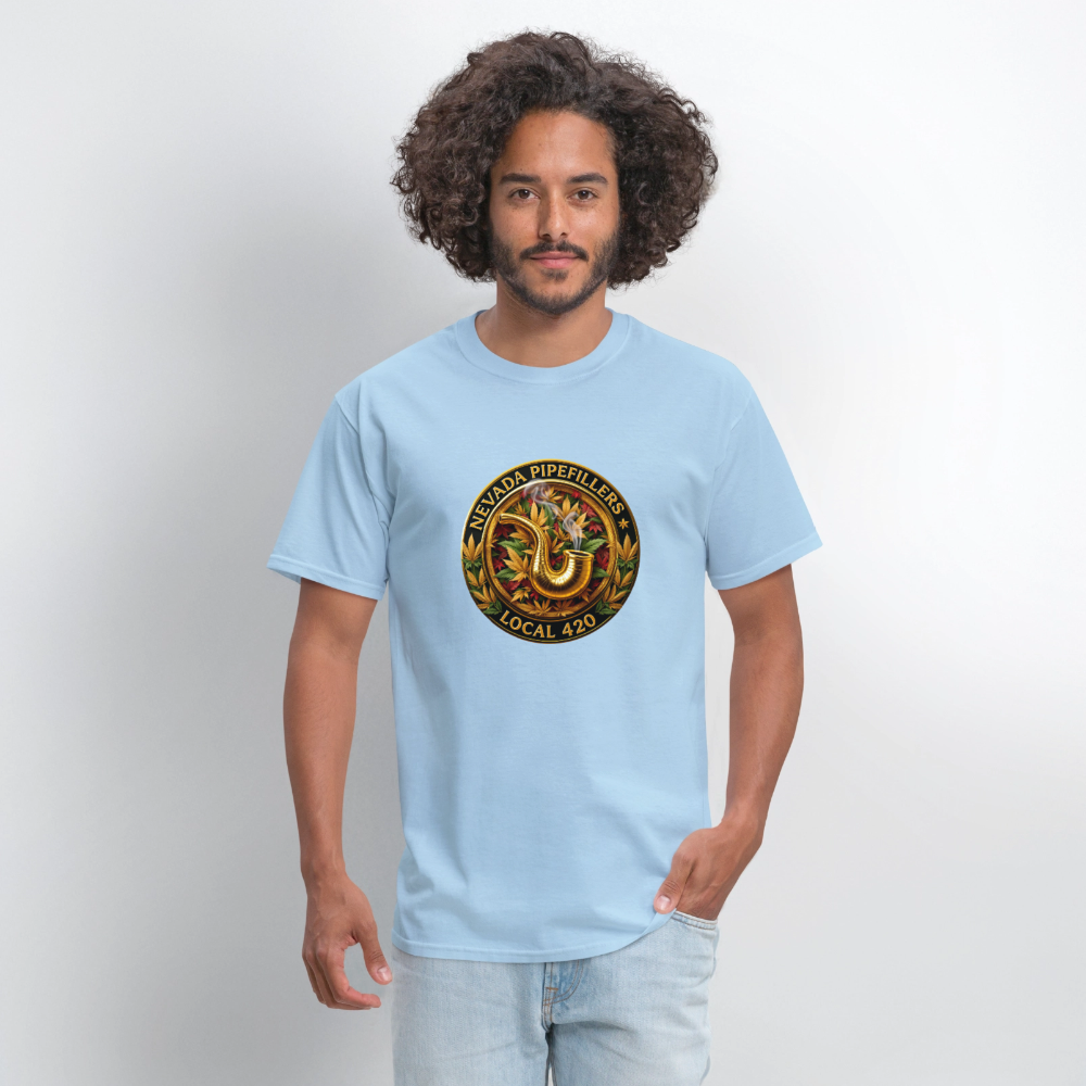 NEVADA PIPEFILLERS LOCAL 420 F/B DESIGN Men's T-Shirt - powder blue