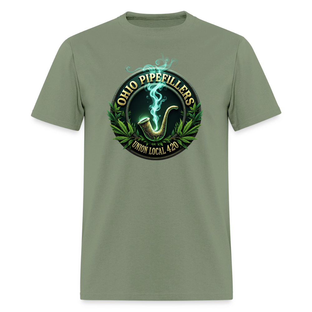 OHIO PIPEFILLERS UNION LOCAL 420 F/B DESIGNS Men's T-Shirt - military green