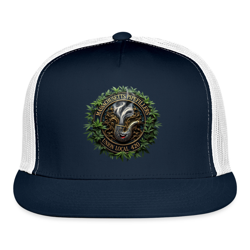 MASSACHUSETTS PIPEFILLERS LOCAL 420 Trucker Hat - navy/white