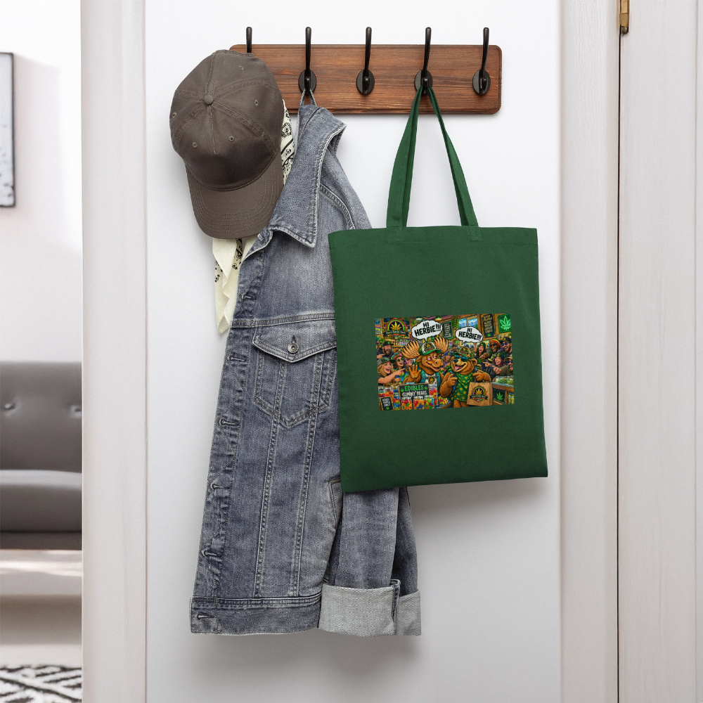 HERBIE HERBIVORE GURU GANJA GARB "GUMMIES" Tote Bag - forest green