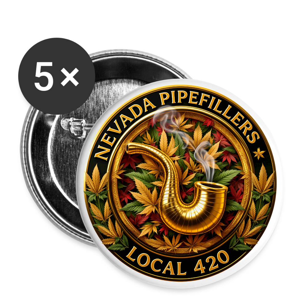 NEVADA PIPEFILLERS LOCAL 420 F/B DESIGN Union Buttons small 1'' (5-pack) - white