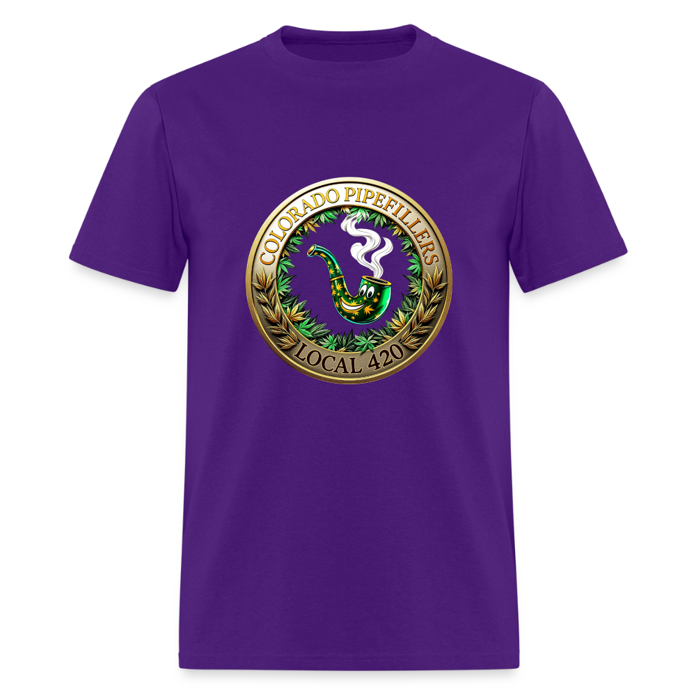 COLORADO PIPEFILLERS LOCAL 420 F/B EMBLEMS Men's T-Shirt - purple