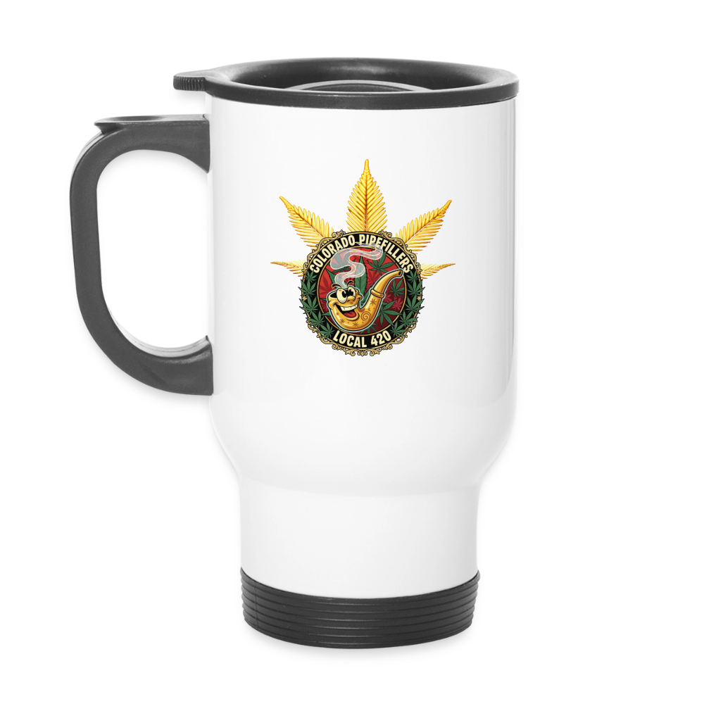 COLORADO PIPEFILLERS LOCAL 420 14oz Stainless Steel Travel Mug - white