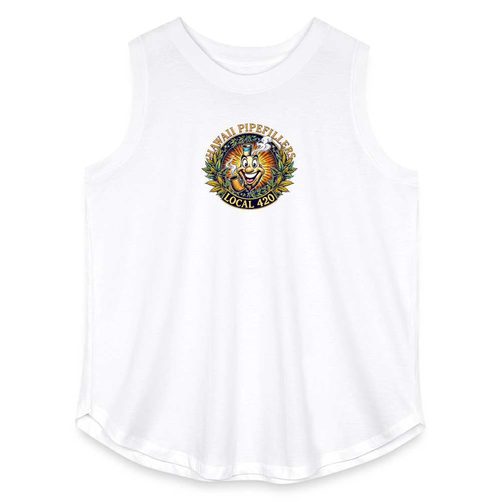 HAWAII PIPEFILLERS LOCAL 420 F/B DESIGN Women's Curvy Relaxed Tank Top - white