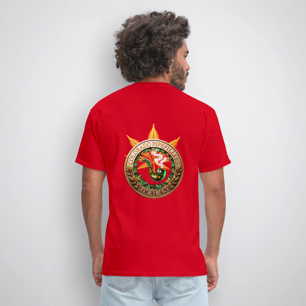 COLORADO PIPEFILLERS LOCAL 420 F/B EMBLEMS Men's T-Shirt - red
