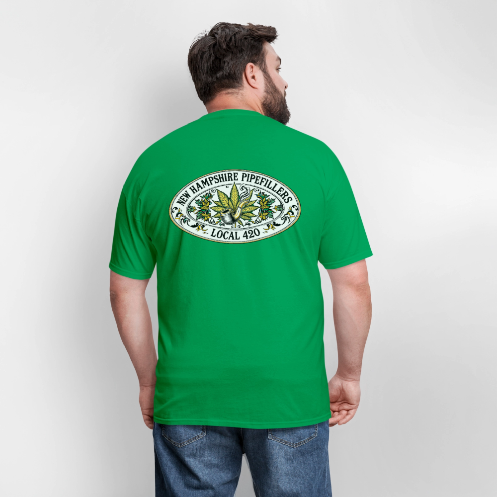 NEW HAMPSHIRE PIPEFILLERS LOCAL 420 2 EMBLEM Men's T-Shirt - bright green