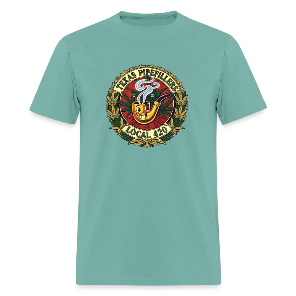 TEXAS PIPEFILLERS LOCAL 420 F.B DESIGN Men's T-Shirt - aquatic