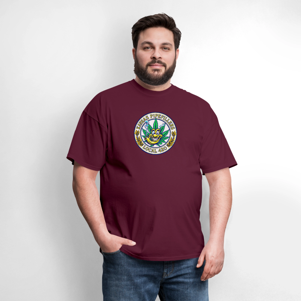 KANSAS PIPEFILLERS LOCAL 420 Men's T-Shirt - burgundy