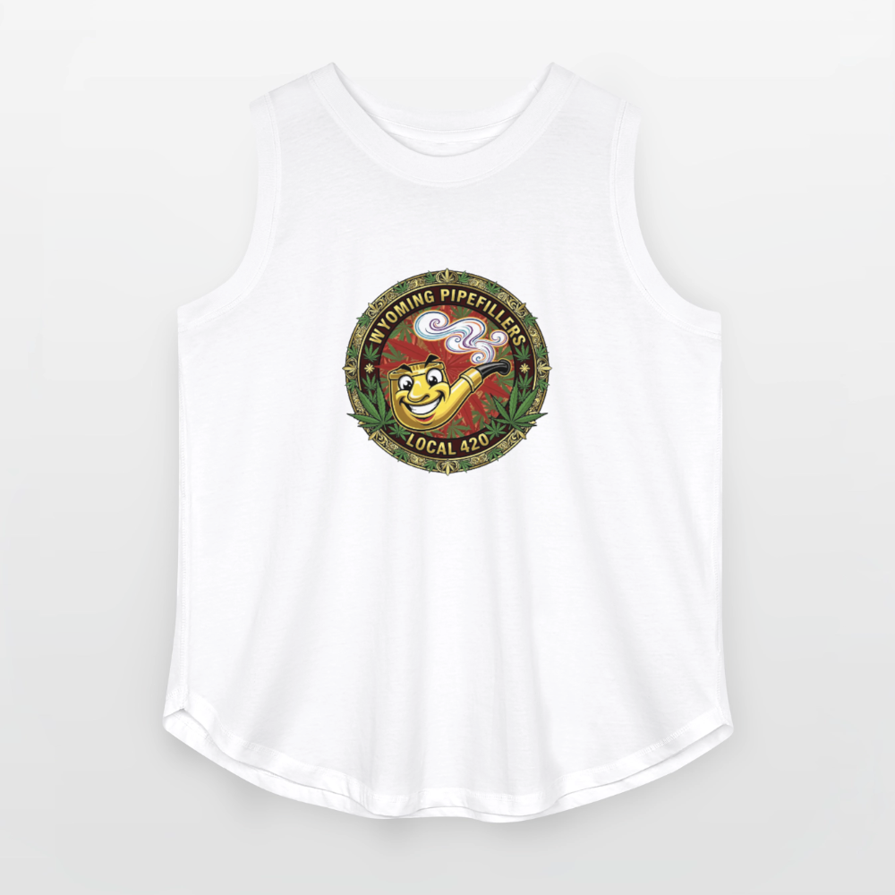 WYOMING PIPEFILLERS LOCAL 420 Women's Curvy Relaxed Tank Top - white