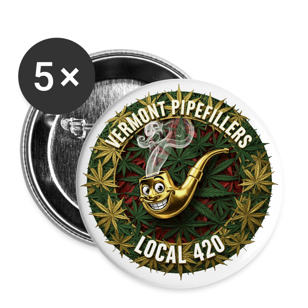 VERMONT PIPEFILLERS LOCAL 420 Union Buttons small 1'' (5-pack) - white