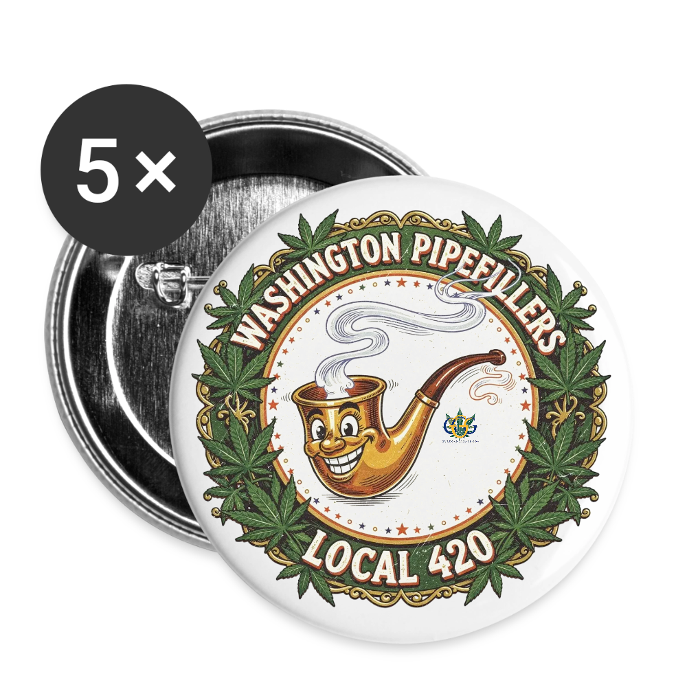 WASHINGTON PIPEFILLERS LOCAL 420 Union Buttons small 1'' (5-pack) - white