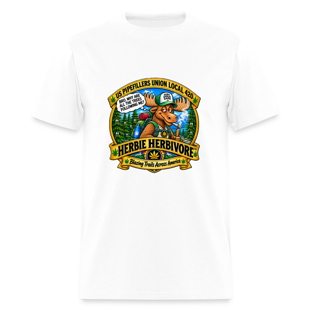 HERBIE HERBIVOR"BRO" US PIPEFILLERS LOCAL 420 Soft Cotton Tee - white