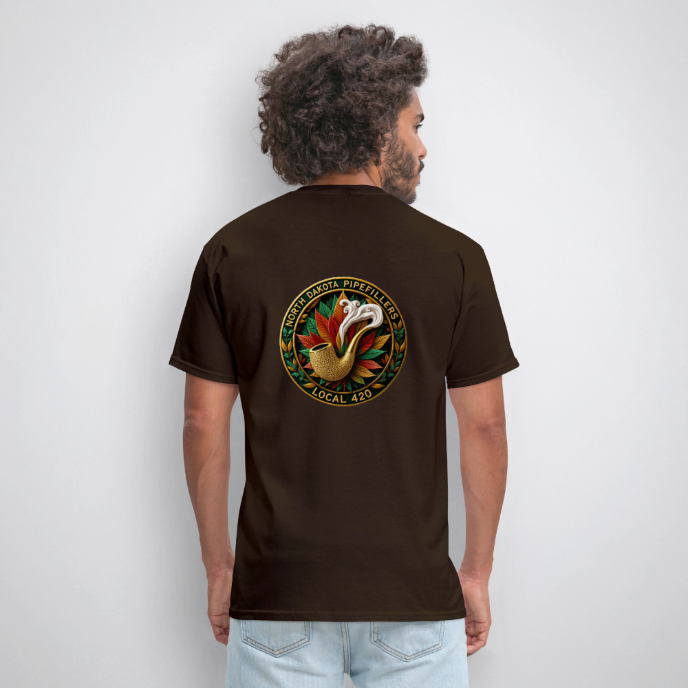 NORTH DAKOTA PIPEFILLERS LOCAL 420 F/B DESIGNS Men's T-Shirt - brown