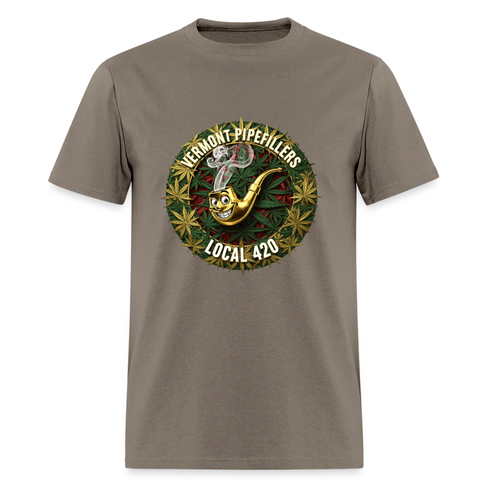 VERMONT PIPEFILLERS LOCAL 420  F/B DESIGN Men's T-Shirt - safari