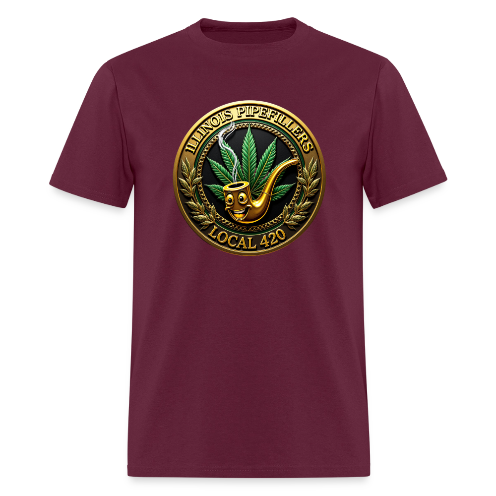 ILLINOIS PIPEFILLERS LOCAL 420 F/B DESIGN Men's T-Shirt - burgundy