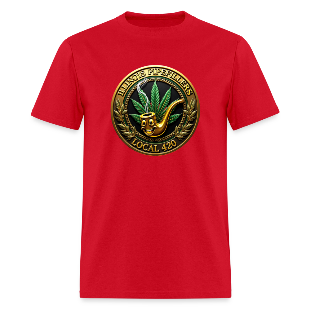 ILLINOIS PIPEFILLERS LOCAL 420 F/B EMBLEMS Men's T-Shirt - red