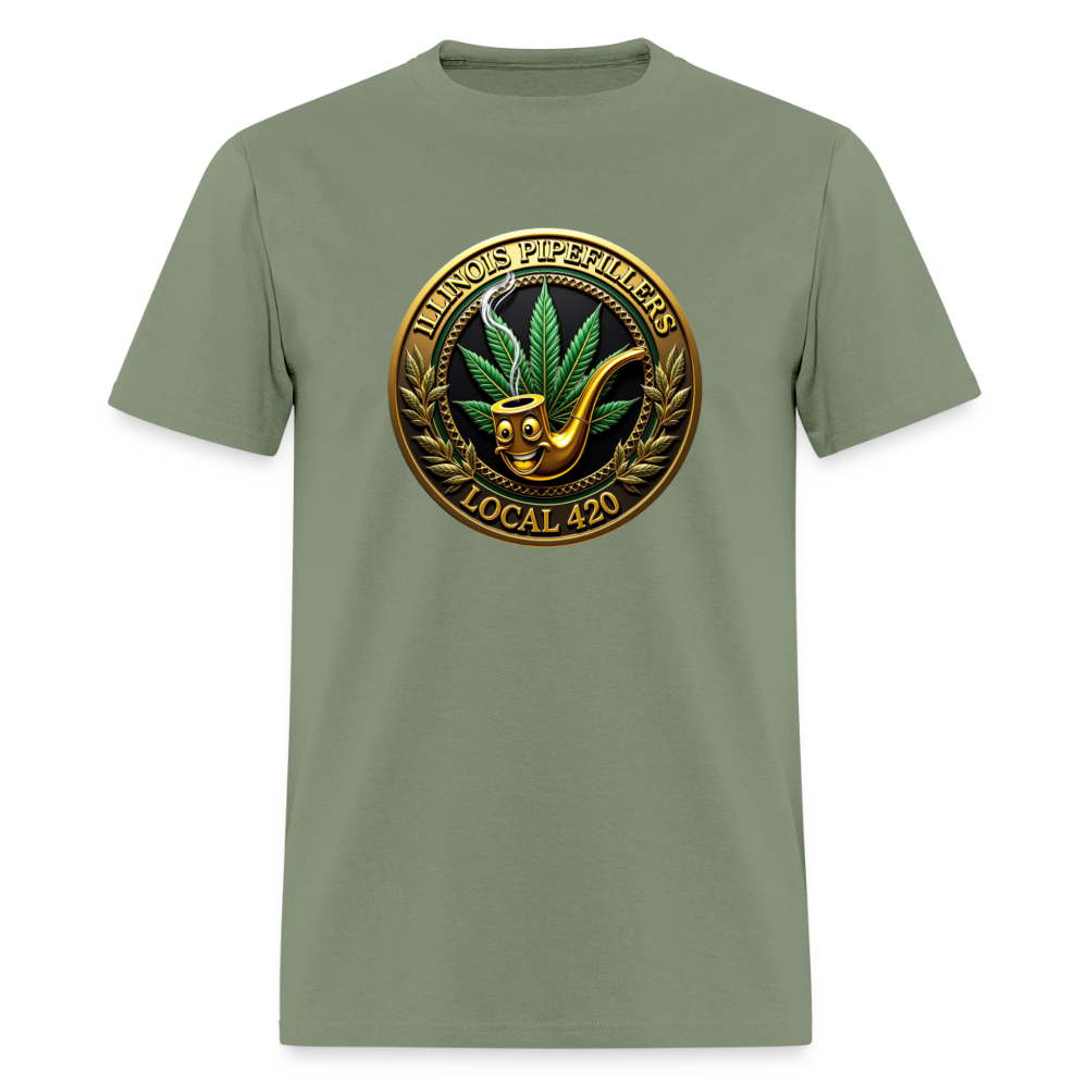 ILLINOIS PIPEFILLERS LOCAL 420 F/B EMBLEMS Men's T-Shirt - military green