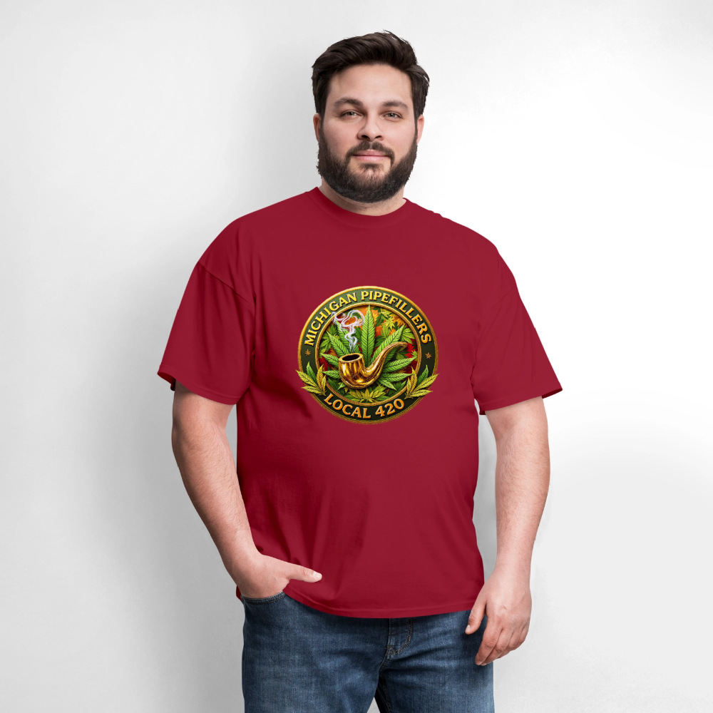 MICHIGAN PIPEFILLERS LOCAL 420 F/B DESIGN Men's T-Shirt - true red