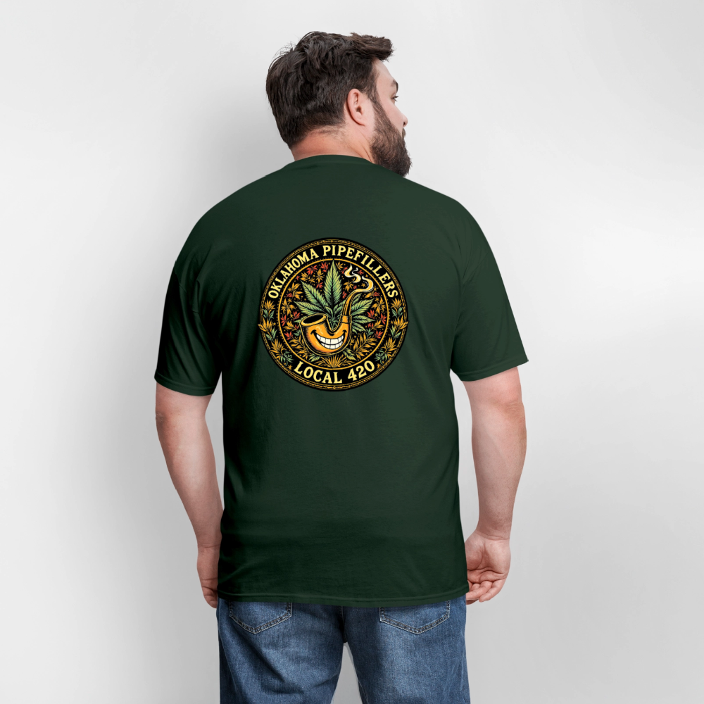 OKLAHOMA PIPEFILLERS LOCAL 420  F/B DESIGNS Men's T-Shirt - forest green