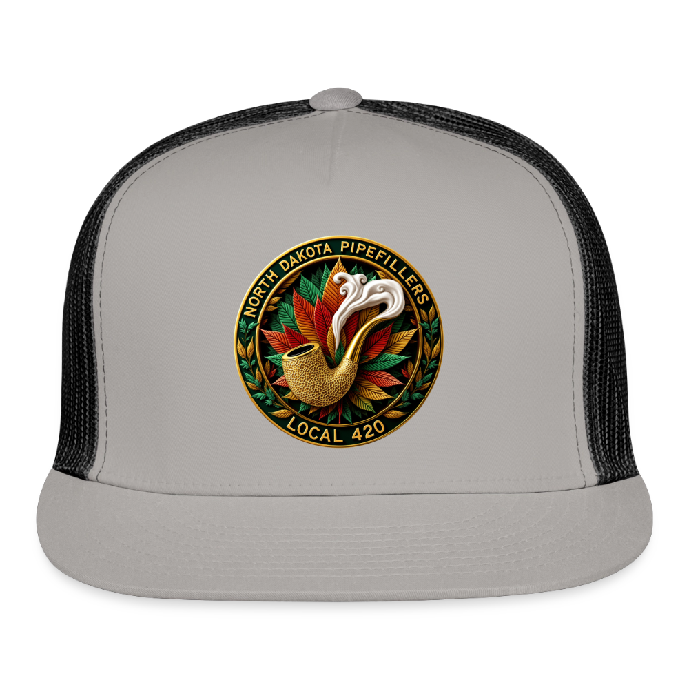 NORTH DAKOTA PIPEFILLERS LOCAL 420 Trucker Hat - gray/black