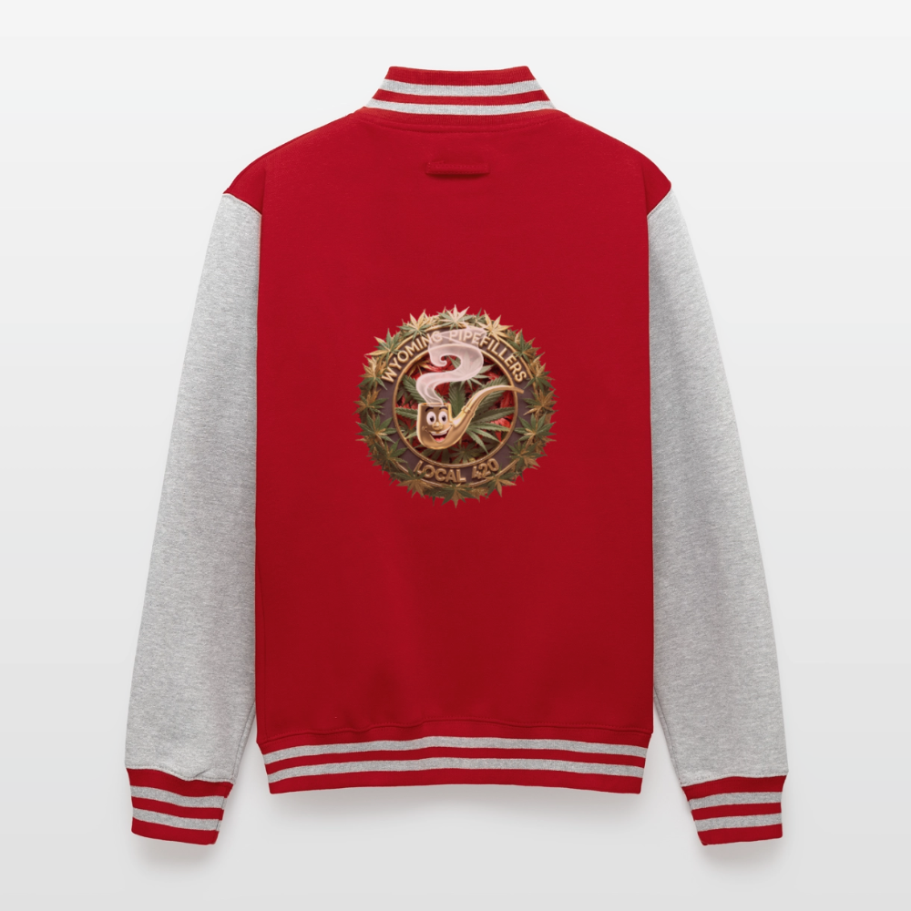 WYOMING PIPEFILLERS LOCAL 420 / 4 EMBLEM Unisex College Sweat Jacket - red/heather grey