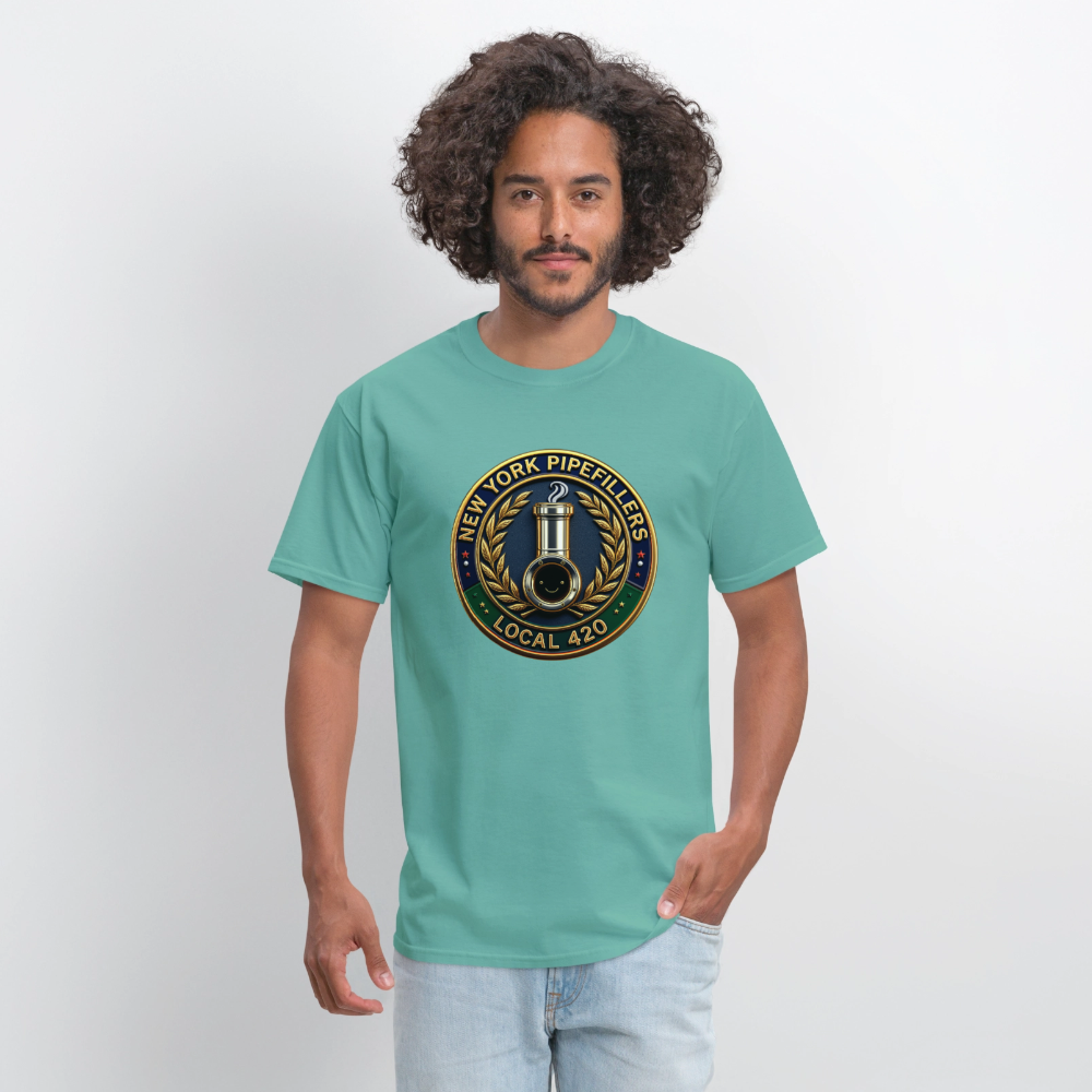NEW YORK PIPEFILLERS LOCAL 420 F/B DESIGNS Men's T-Shirt - aquatic