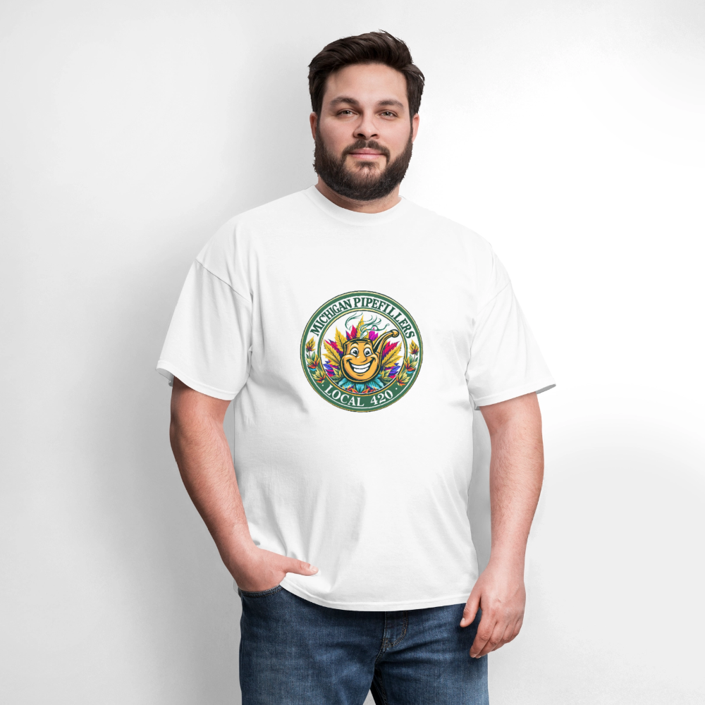 MICHIGAN PIPEFILLERS LOCAL 420 Men's T-Shirt - white