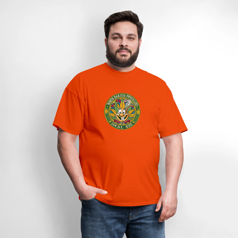 NORTH DAKOTA PIPEFILLERS LOCAL 420 F/B 2 DESIGNS Men's T-Shirt - orange