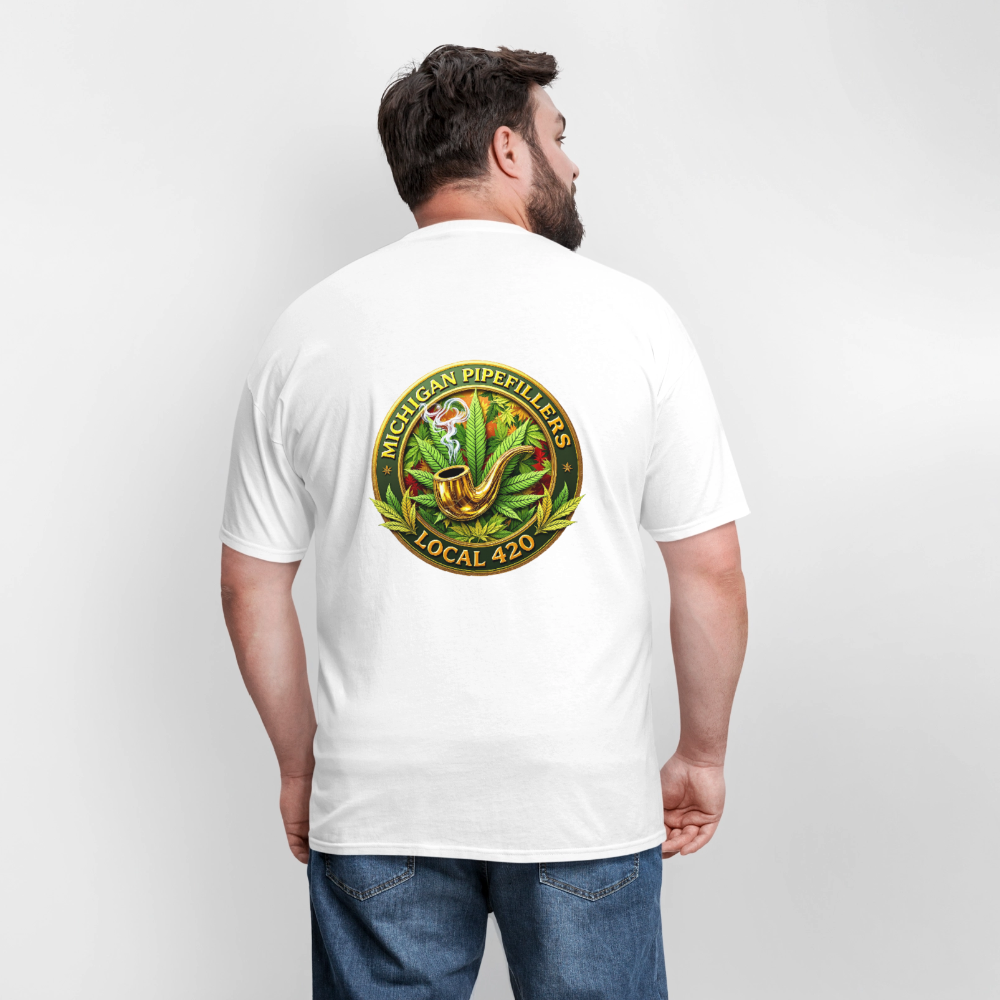 MICHIGAN PIPEFILLERS LOCAL 420 F/B DESIGN Men's T-Shirt - white
