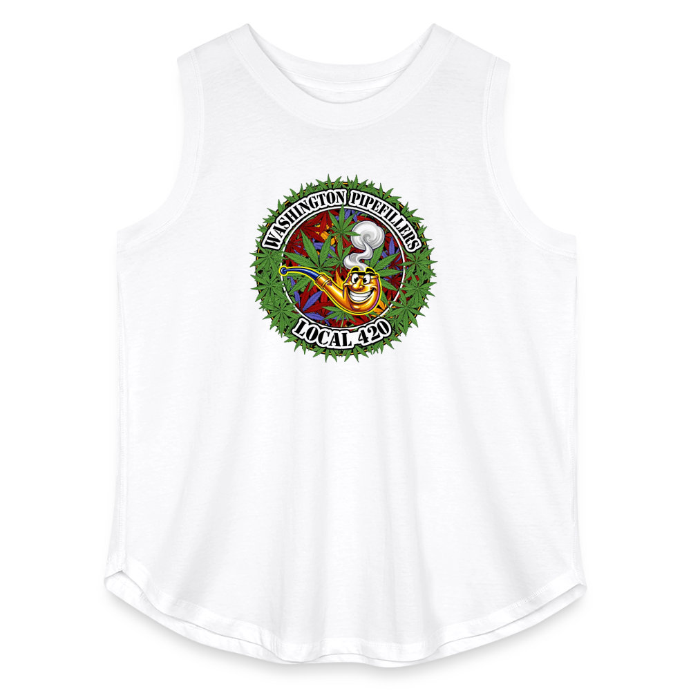 WASHINGTON PIPEFILLERS LOCAL 420 Women's Curvy Relaxed Tank Top - white