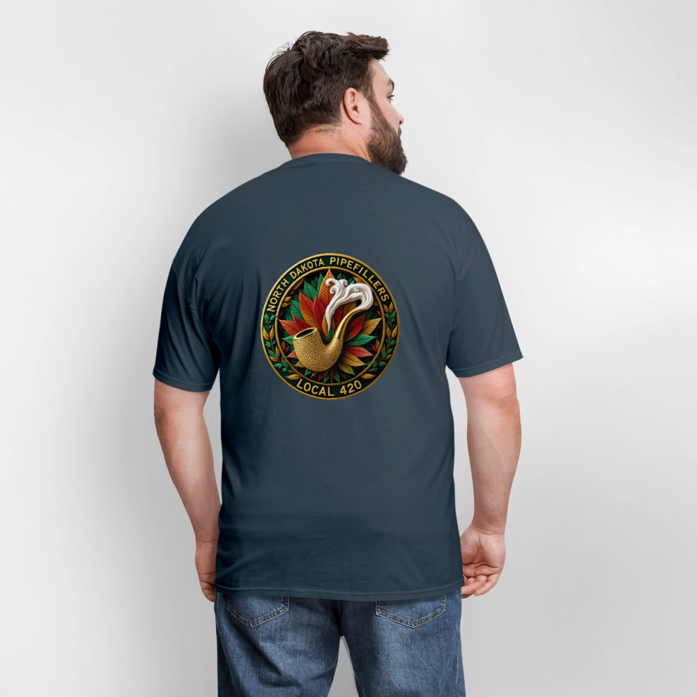 NORTH DAKOTA PIPEFILLERS LOCAL 420 F/B DESIGNS Men's T-Shirt -  blue dusk