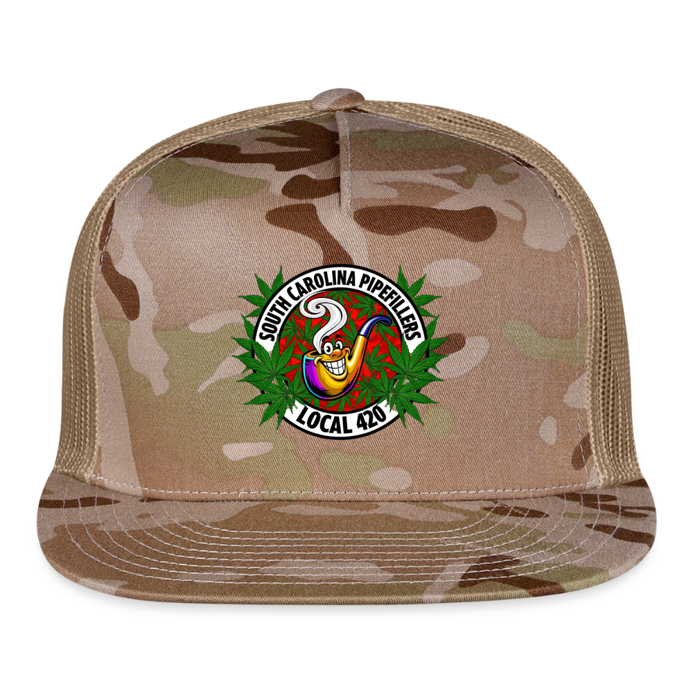 SOUTH CAROLINA PIPEFILLERS LOCAL 420 CAMO Trucker Hat - MultiCam\tan