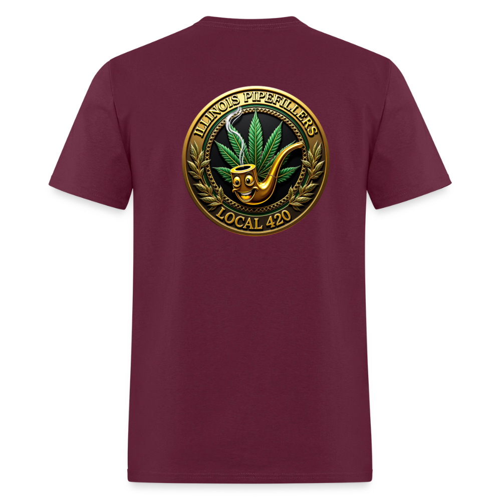 ILLINOIS PIPEFILLERS LOCAL 420 F/B EMBLEMS Men's T-Shirt - burgundy