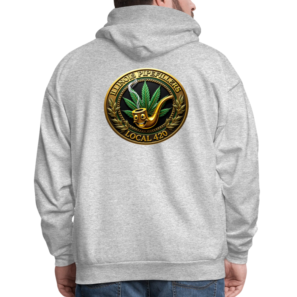 ILLINOIS PIPEFILLERS LOCAL 420 F/B EMBLEMS Men's Hoodie - heather gray