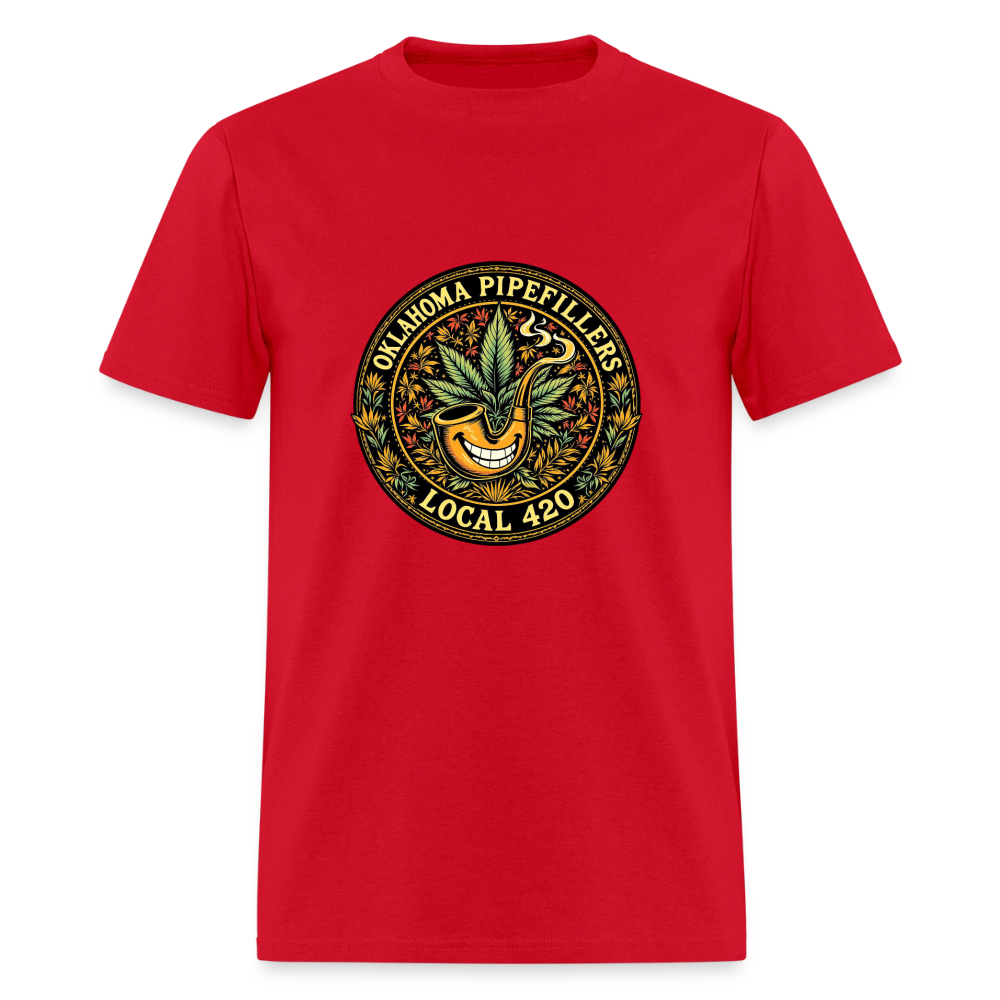 OKLAHOMA PIPEFILLERS LOCAL 420  F/B DESIGNS Men's T-Shirt - red
