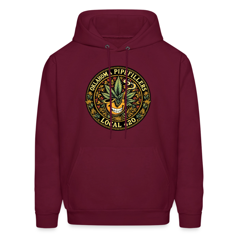 OKLAHOMA PIPEFILLERS LOCAL 420  Men's Hoodie - burgundy