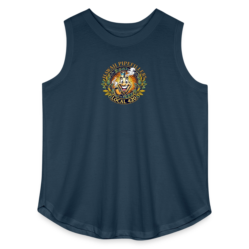 HAWAII PIPEFILLERS LOCAL 420  Women's Curvy Relaxed Tank Top - denim