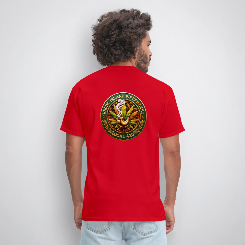 RHODE ISLAND PIPEFILLERS LOCAL 420 F/B DESIGNS Men's T-Shirt - red