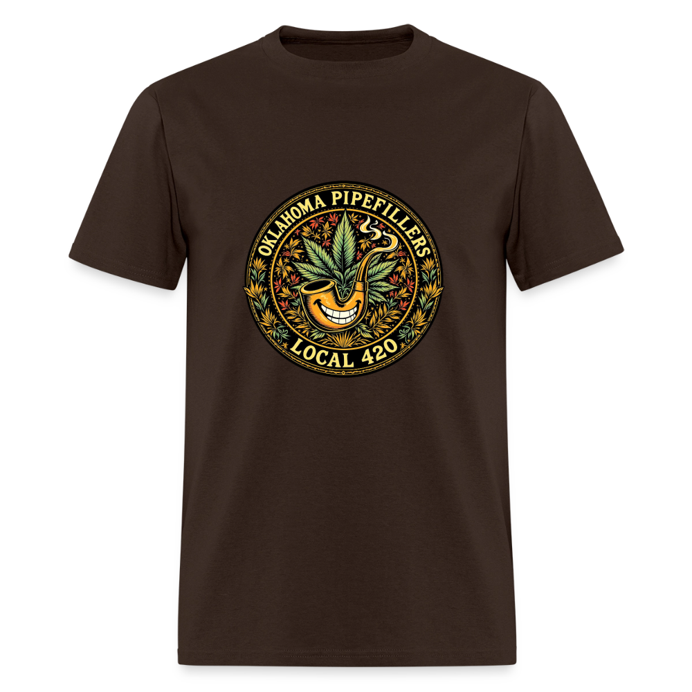 OKLAOMA PIPEFILLERS LOCAL 420  Men's T-Shirt - brown