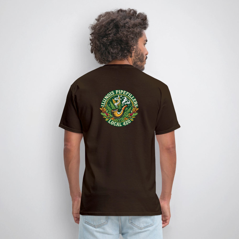 ILLINOIS PIPEFILLERS LOCAL 420 F/B DESIGN Men's T-Shirt - brown