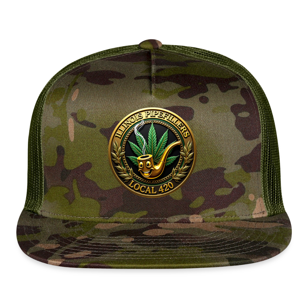 ILLINOIS PIPEFILLERS LOCAL 420 CAMO Trucker Hat - MultiCam\green