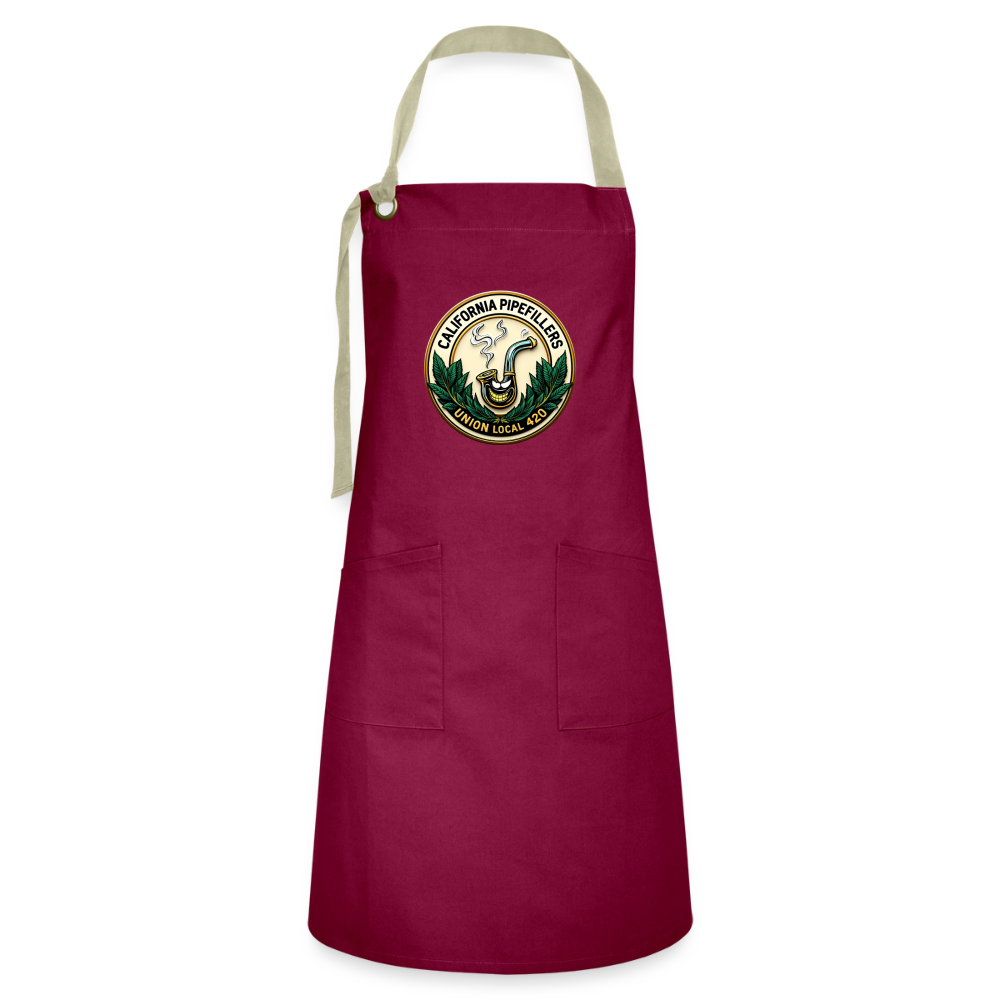 CALIFORNIA PIPEFILLERS UNION LOCAL 420 Artisan Apron - burgundy/khaki