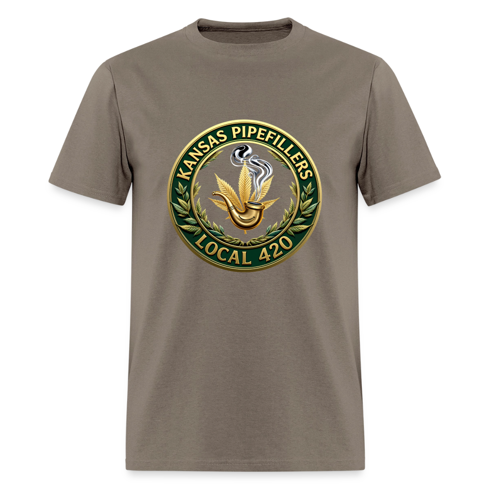 KANSAS PIPEFILLERS LOCAL 420 F/B DESIGNS Men's T-Shirt - safari