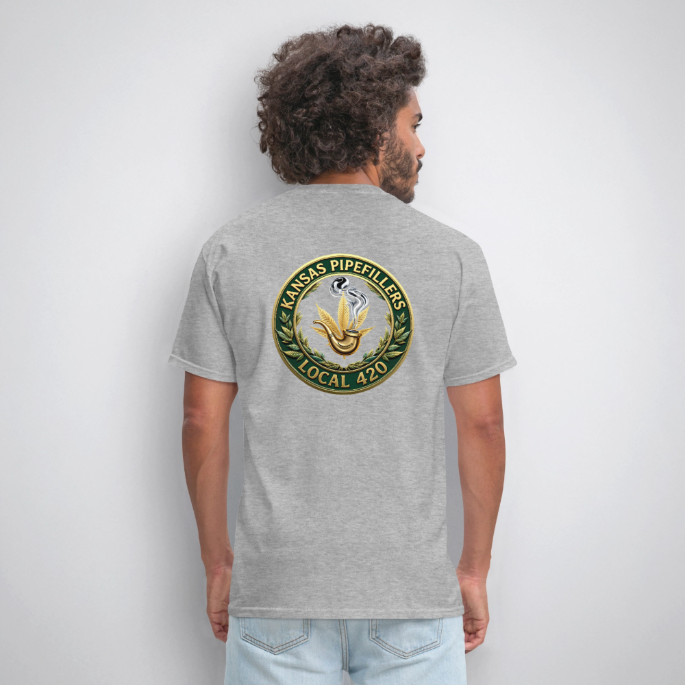 KANSAS PIPEFILLERS LOCAL 420 F/B DESIGNS Men's T-Shirt - heather gray